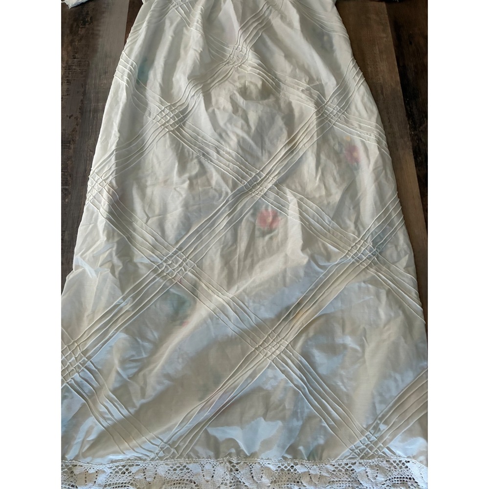 Vintage Hand Embroidered Floral Maxi Dress White Lace Boho Peasant L/XL - Picture 10 of 10